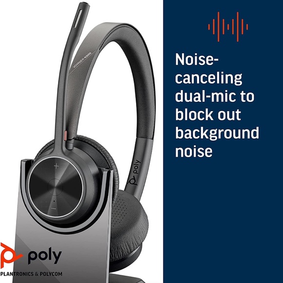 (5 headsets) Poly - Voyager 4320 UC Wireless Headset + Charge Stand Plantronics